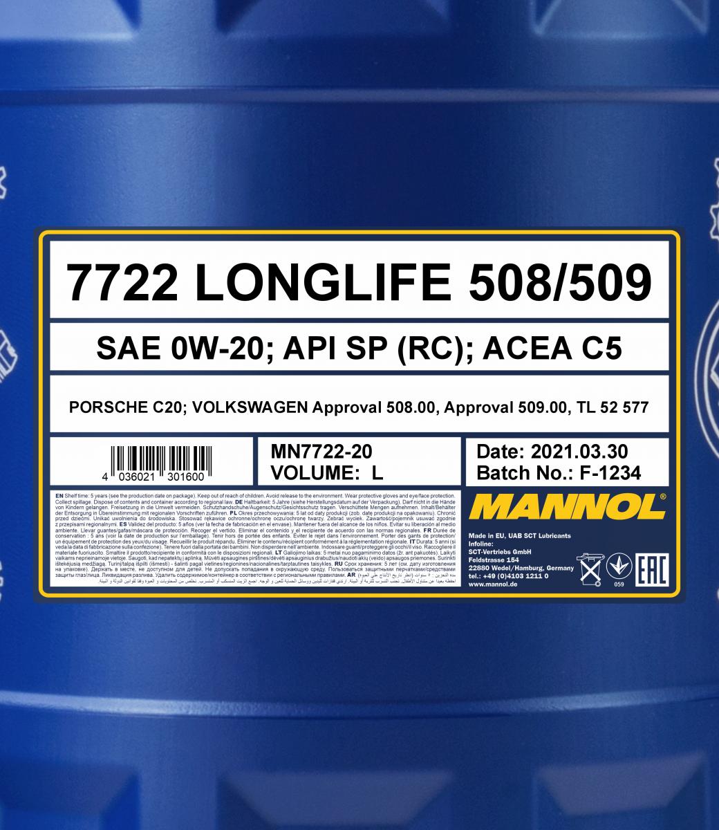 MANNOL - 𝗠𝗔𝗡𝗡𝗢𝗟 𝗟𝗢𝗡𝗚𝗟𝗜𝗙𝗘 𝟱𝟬𝟴/𝟱𝟬𝟵 𝟳𝟳𝟮𝟮 is approved  under VW Standard 508.00 and VW Standard 509.00 by Volkswagen.